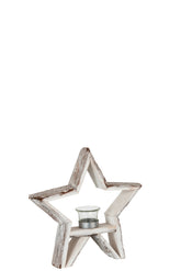 Porte-lampe en T Bois étoilé Marron/Blanc